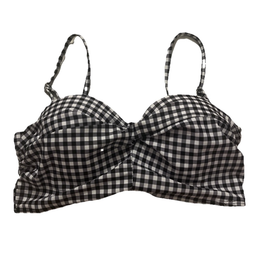Black and White Gingham Plaid Summer Beach Bikini Top Adjustable or Strapless